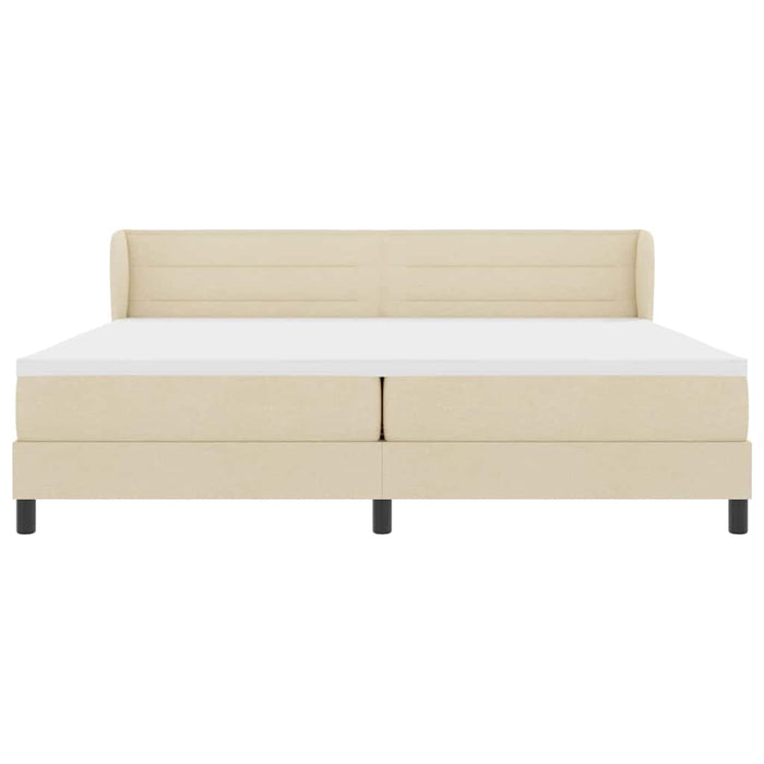Pat cu arcuri cu saltea cu headboard Crem 200 x 200 cm țesătură - WALTI WALTI