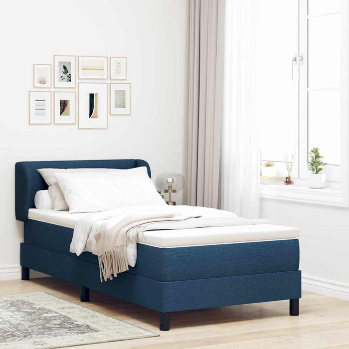 Pat cu arcuri cu headboard albastru 80 x 200 cm țesătură - WALTI WALTI