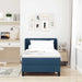Pat cu arcuri cu headboard albastru 80 x 200 cm țesătură - WALTI WALTI