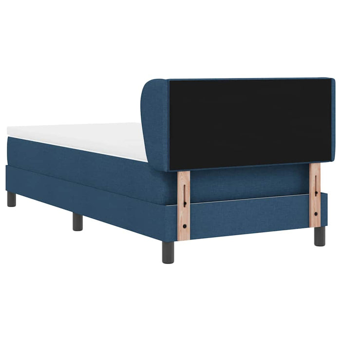 Pat cu arcuri cu headboard albastru 80 x 200 cm țesătură - WALTI WALTI