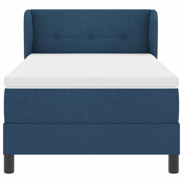 Pat cu arcuri cu headboard albastru 80 x 200 cm țesătură - WALTI WALTI