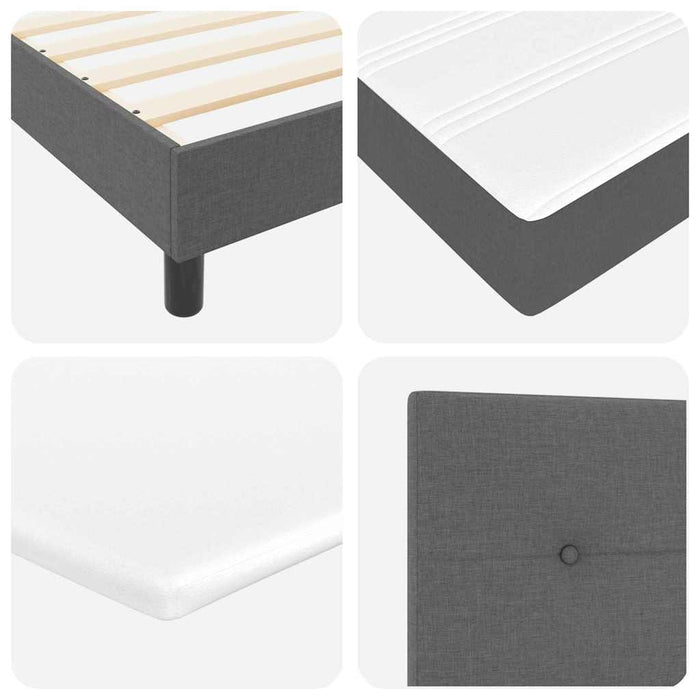 Pat cu arcuri cu headboard Gri închis 100 x 200 cm țesătură WALTI