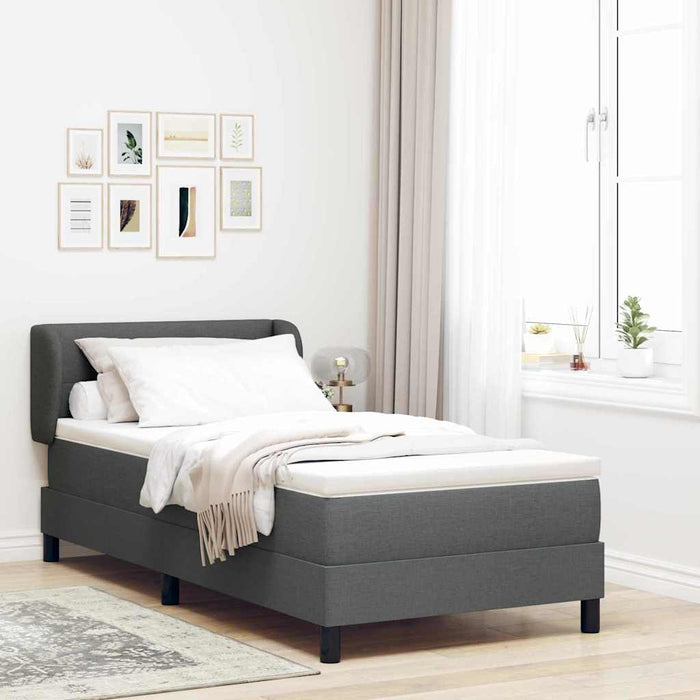 Pat cu arcuri cu headboard Gri închis 100 x 200 cm țesătură WALTI