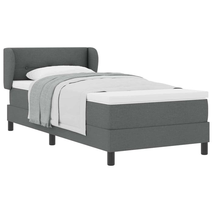 Pat cu arcuri cu headboard Gri închis 100 x 200 cm țesătură WALTI