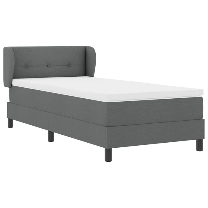 Pat cu arcuri cu headboard Gri închis 100 x 200 cm țesătură WALTI
