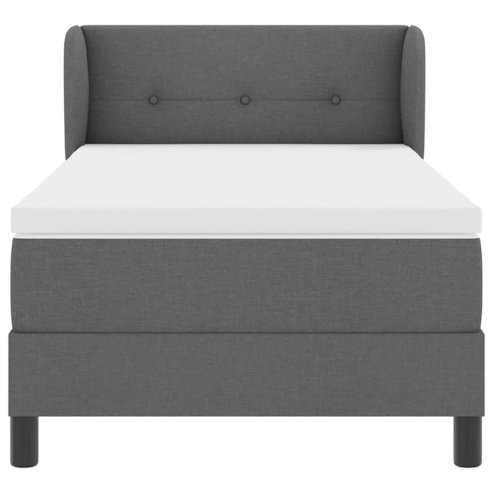 Pat cu arcuri cu headboard Gri închis 100 x 200 cm țesătură WALTI