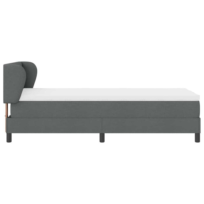 Pat cu arcuri cu headboard Gri închis 100 x 200 cm țesătură WALTI