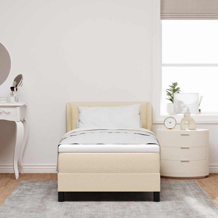 Pat cu arcuri cu headboard Crem 100 x 200 cm țesătură WALTI
