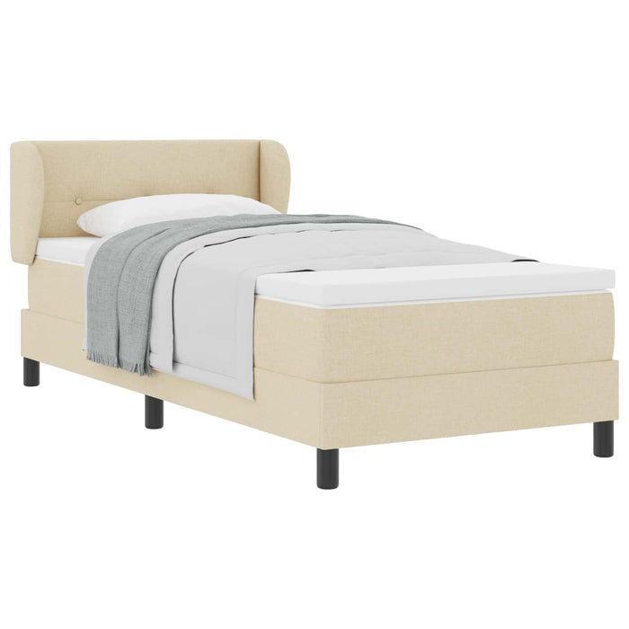 Pat cu arcuri cu headboard Crem 100 x 200 cm țesătură WALTI