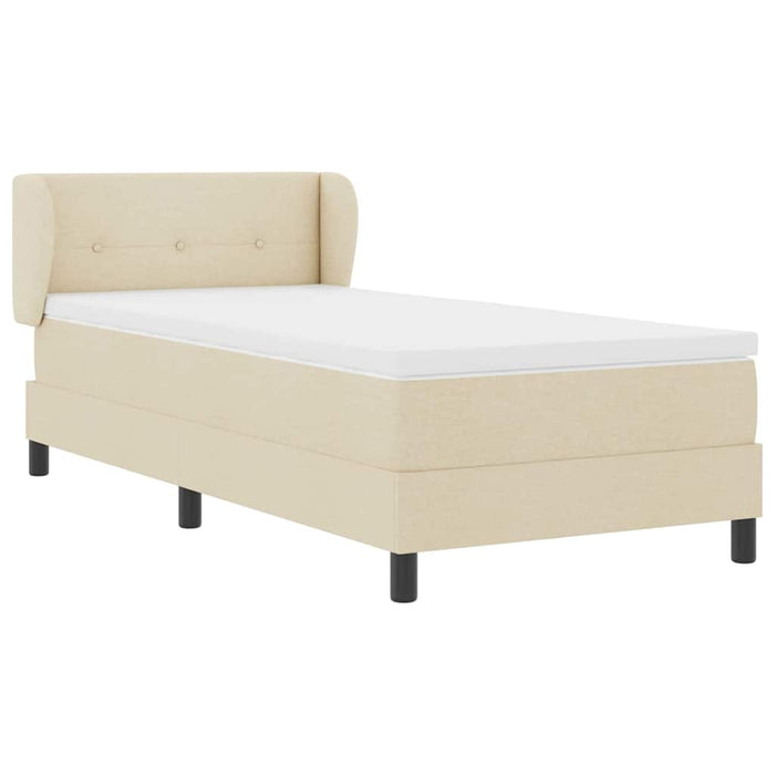 Pat cu arcuri cu headboard Crem 100 x 200 cm țesătură WALTI