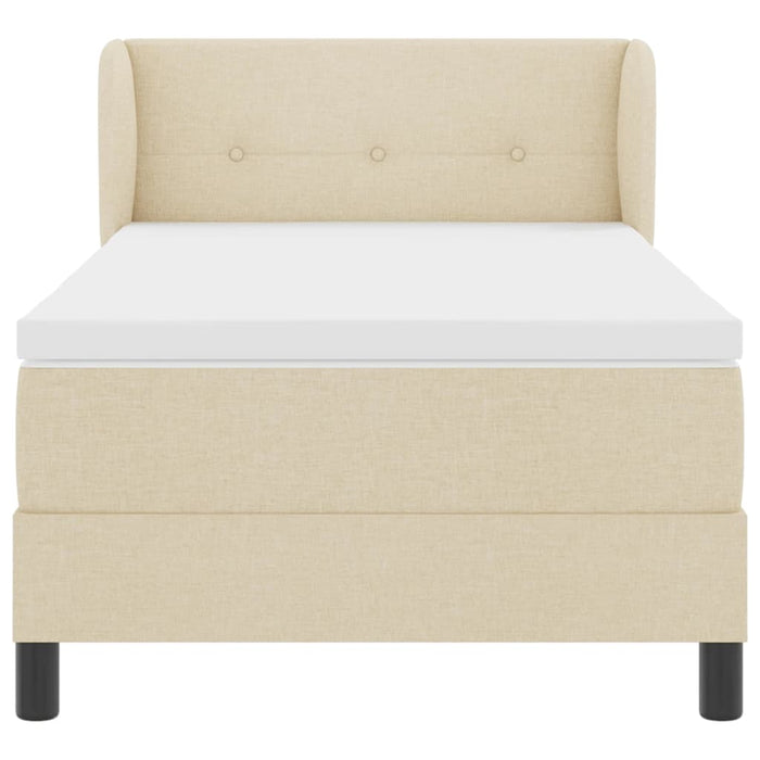 Pat cu arcuri cu headboard Crem 100 x 200 cm țesătură WALTI