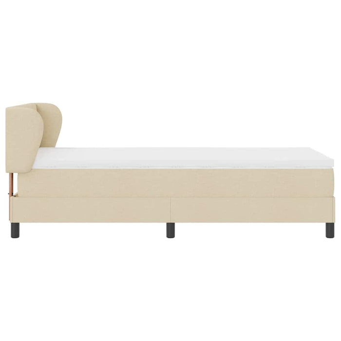 Pat cu arcuri cu headboard Crem 100 x 200 cm țesătură WALTI