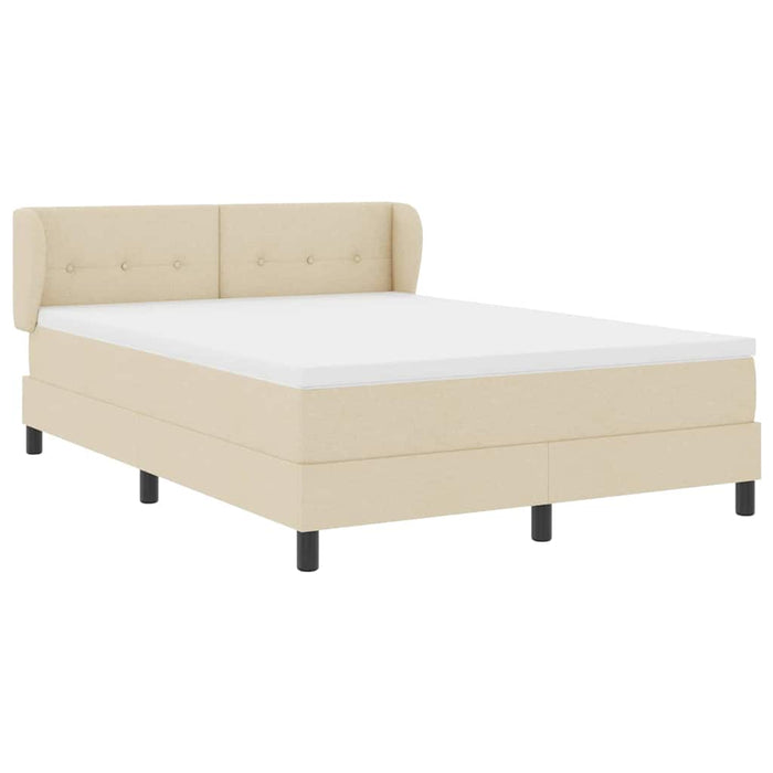 Pat cu arcuri cu saltea cu headboard Crem 140 x 190 cm țesătură - WALTI WALTI