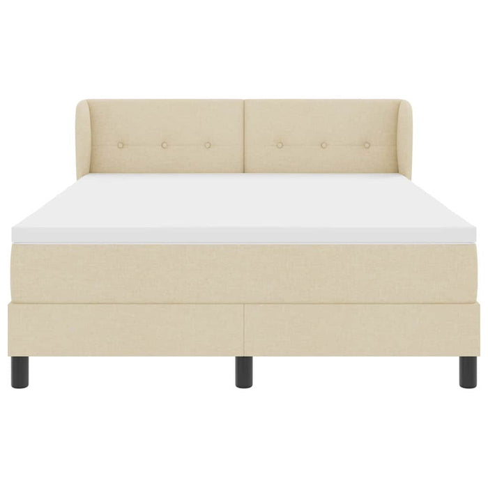 Pat cu arcuri cu saltea cu headboard Crem 140 x 200 cm țesătură - WALTI WALTI
