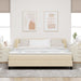 Pat cu arcuri cu saltea cu headboard Crem 180 x 200 cm țesătură - WALTI WALTI