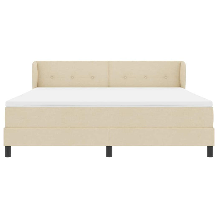 Pat cu arcuri cu saltea cu headboard Crem 180 x 200 cm țesătură - WALTI WALTI