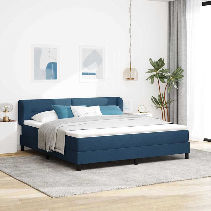 Pat cu arcuri cu headboard albastru 180 x 200 cm țesătură - WALTI WALTI
