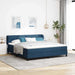 Pat cu arcuri cu headboard albastru 180 x 200 cm țesătură - WALTI WALTI