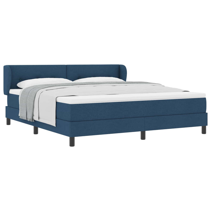 Pat cu arcuri cu headboard albastru 180 x 200 cm țesătură - WALTI WALTI