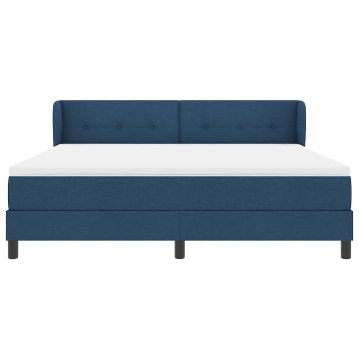 Pat cu arcuri cu headboard albastru 180 x 200 cm țesătură - WALTI WALTI