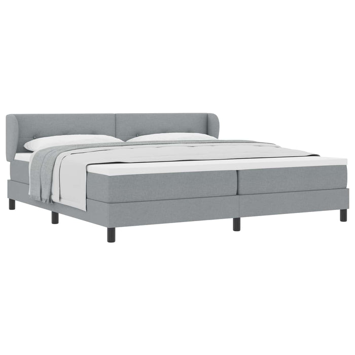 Pat cu arcuri cu headboard Gri deschis 200 x 200 cm țesătură - WALTI WALTI
