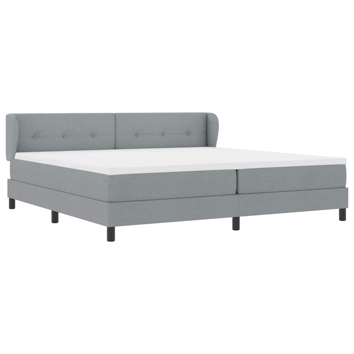 Pat cu arcuri cu headboard Gri deschis 200 x 200 cm țesătură - WALTI WALTI