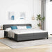 Pat cu arcuri cu headboard Gri închis 200 x 200 cm țesătură - WALTI WALTI