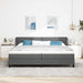 Pat cu arcuri cu headboard Gri închis 200 x 200 cm țesătură - WALTI WALTI