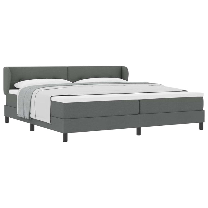 Pat cu arcuri cu headboard Gri închis 200 x 200 cm țesătură - WALTI WALTI