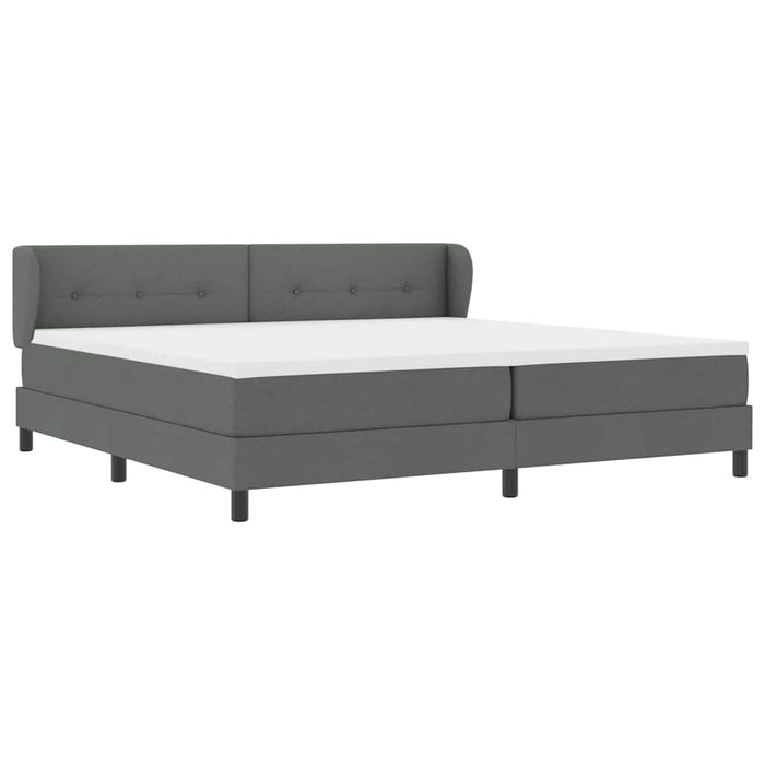Pat cu arcuri cu headboard Gri închis 200 x 200 cm țesătură - WALTI WALTI