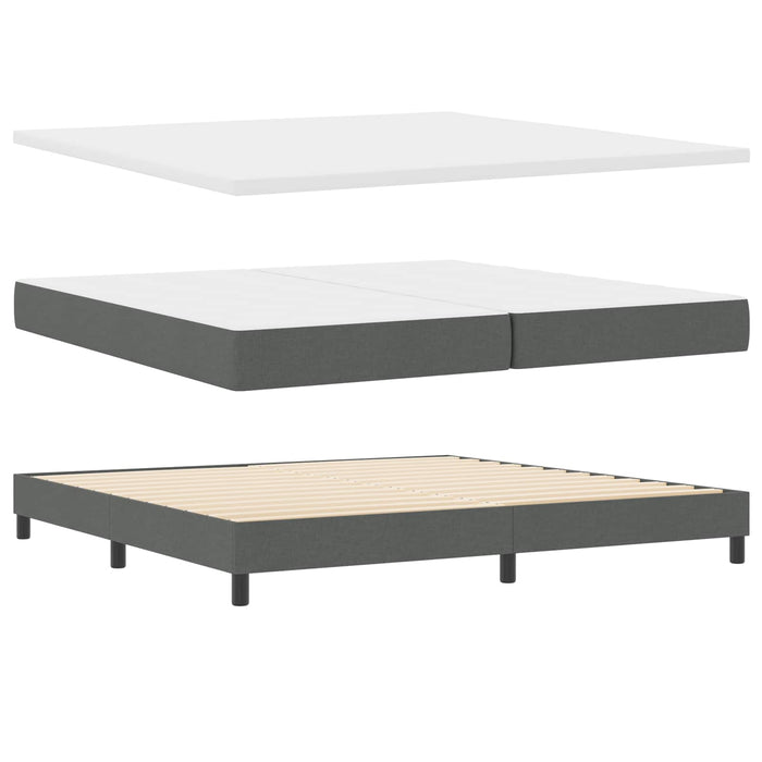 Pat cu arcuri cu headboard Gri închis 200 x 200 cm țesătură - WALTI WALTI