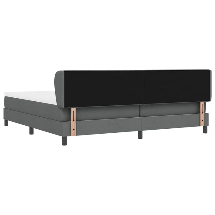Pat cu arcuri cu headboard Gri închis 200 x 200 cm țesătură - WALTI WALTI