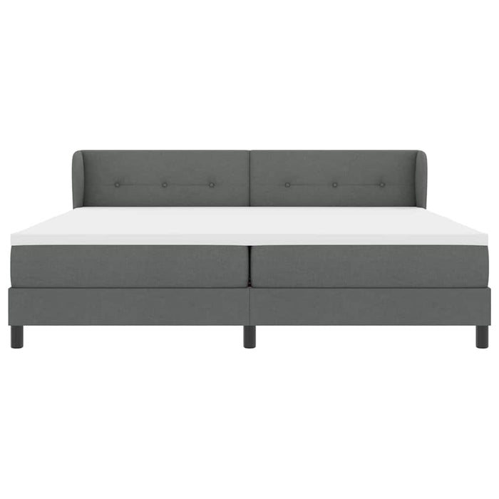 Pat cu arcuri cu headboard Gri închis 200 x 200 cm țesătură - WALTI WALTI