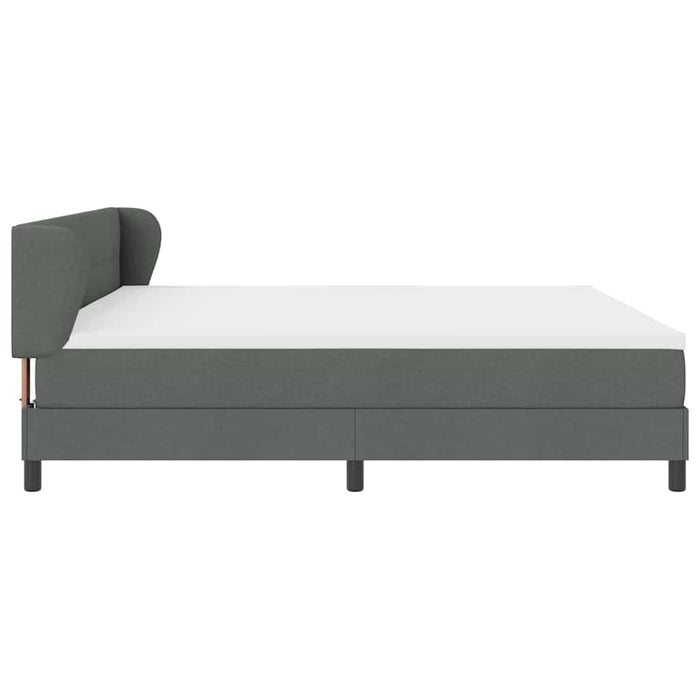 Pat cu arcuri cu headboard Gri închis 200 x 200 cm țesătură - WALTI WALTI
