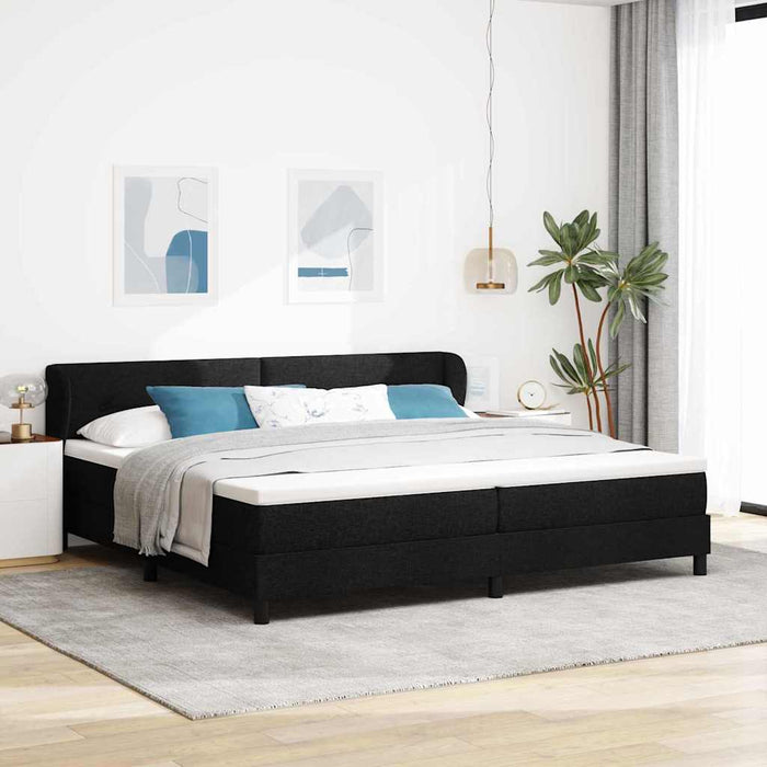 Pat cu arcuri cu headboard Negru 200 x 200 cm țesătură - WALTI WALTI
