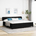 Pat cu arcuri cu headboard Negru 200 x 200 cm țesătură - WALTI WALTI