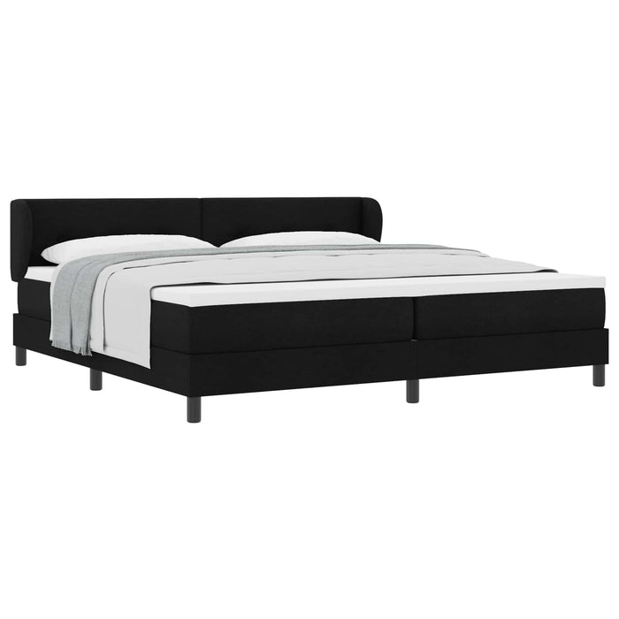 Pat cu arcuri cu headboard Negru 200 x 200 cm țesătură - WALTI WALTI
