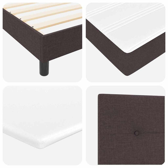 Pat cu arcuri cu headboard Maro închis 200 x 200 cm țesătură - WALTI WALTI