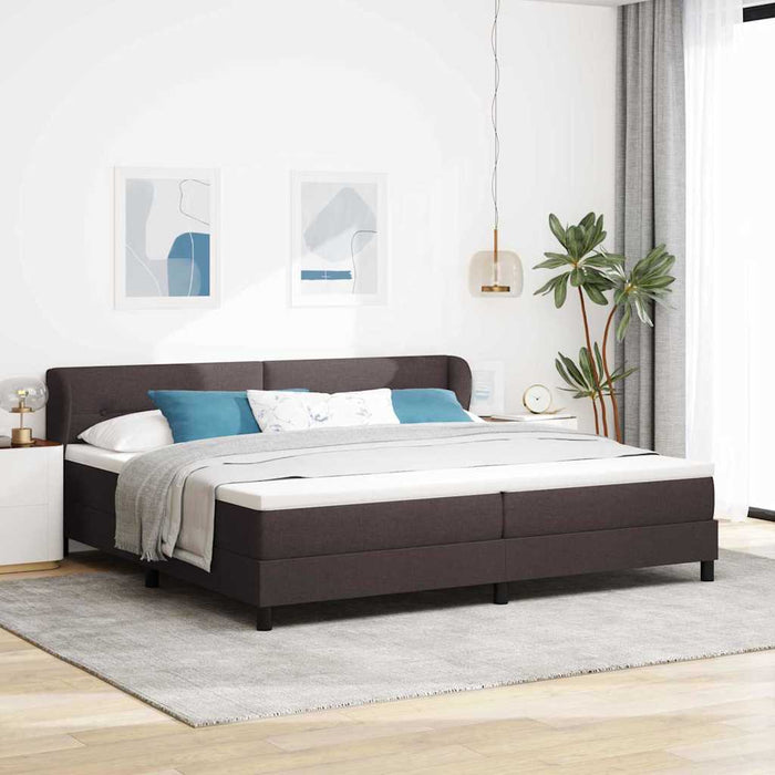 Pat cu arcuri cu headboard Maro închis 200 x 200 cm țesătură - WALTI WALTI