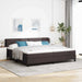 Pat cu arcuri cu headboard Maro închis 200 x 200 cm țesătură - WALTI WALTI