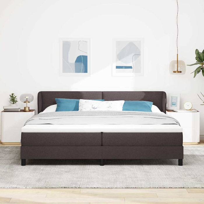 Pat cu arcuri cu headboard Maro închis 200 x 200 cm țesătură - WALTI WALTI