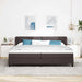 Pat cu arcuri cu headboard Maro închis 200 x 200 cm țesătură - WALTI WALTI