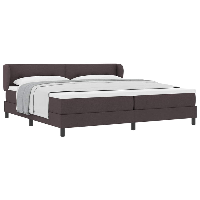 Pat cu arcuri cu headboard Maro închis 200 x 200 cm țesătură - WALTI WALTI