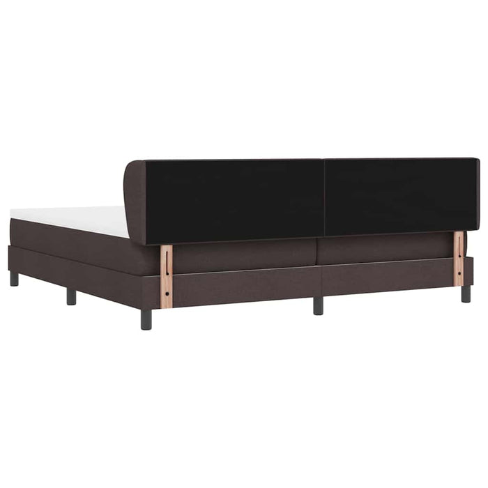 Pat cu arcuri cu headboard Maro închis 200 x 200 cm țesătură - WALTI WALTI