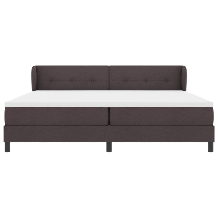 Pat cu arcuri cu headboard Maro închis 200 x 200 cm țesătură - WALTI WALTI