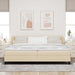 Pat cu arcuri cu saltea cu headboard Crem 200 x 200 cm țesătură - WALTI WALTI