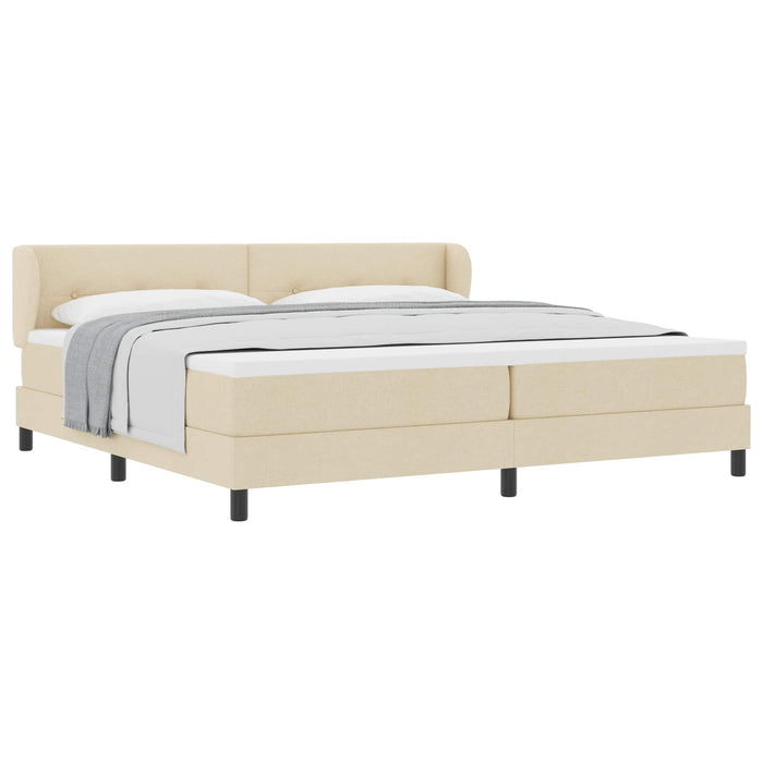 Pat cu arcuri cu saltea cu headboard Crem 200 x 200 cm țesătură - WALTI WALTI