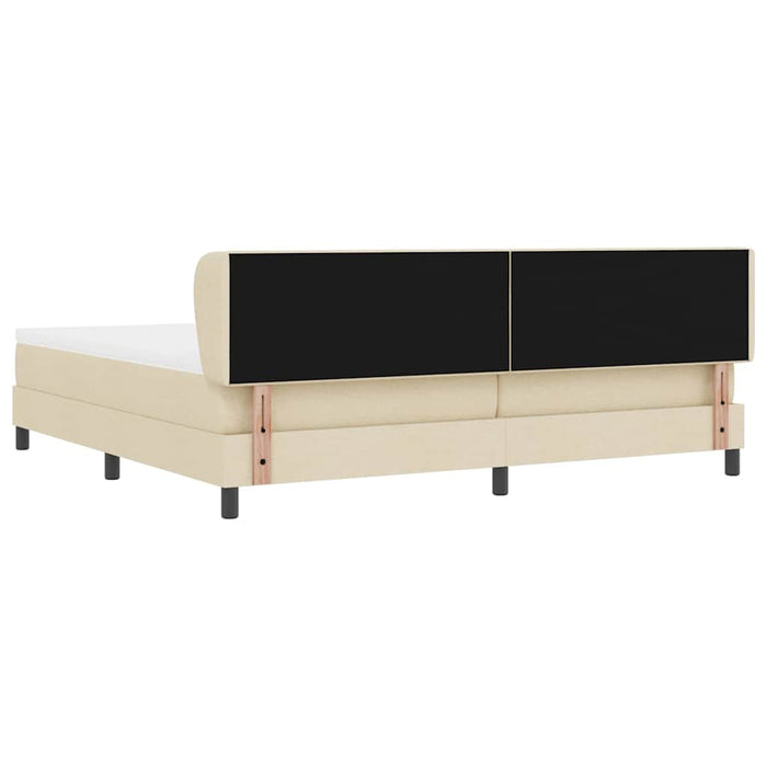 Pat cu arcuri cu saltea cu headboard Crem 200 x 200 cm țesătură - WALTI WALTI