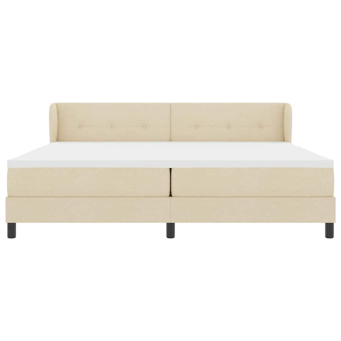 Pat cu arcuri cu saltea cu headboard Crem 200 x 200 cm țesătură - WALTI WALTI
