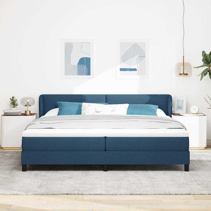 Pat cu arcuri cu saltea albastru 200 x 200 cm țesătură - WALTI WALTI